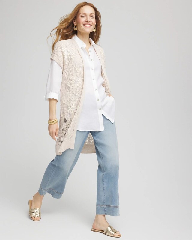 Pointelle Open-Front Cardigan - image 2
